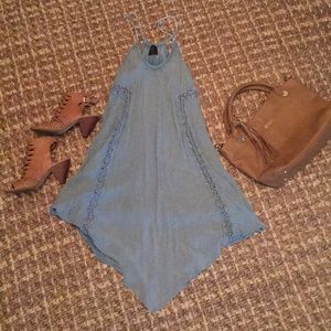 Washed blue dress with adjustable straps